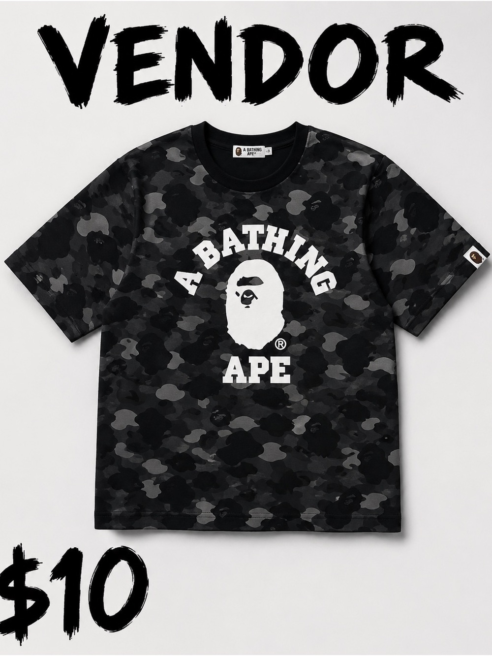 Gucci Black and Gray Camo Logo Short Sleeve Tee